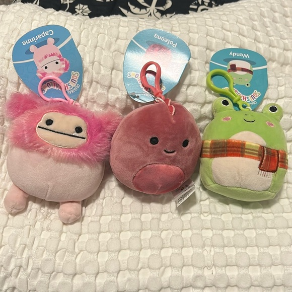 NWT Squishmallow Clip Bundle - Wendy. Caparinne. Poleena. 3.5 inch - Picture 1 of 11